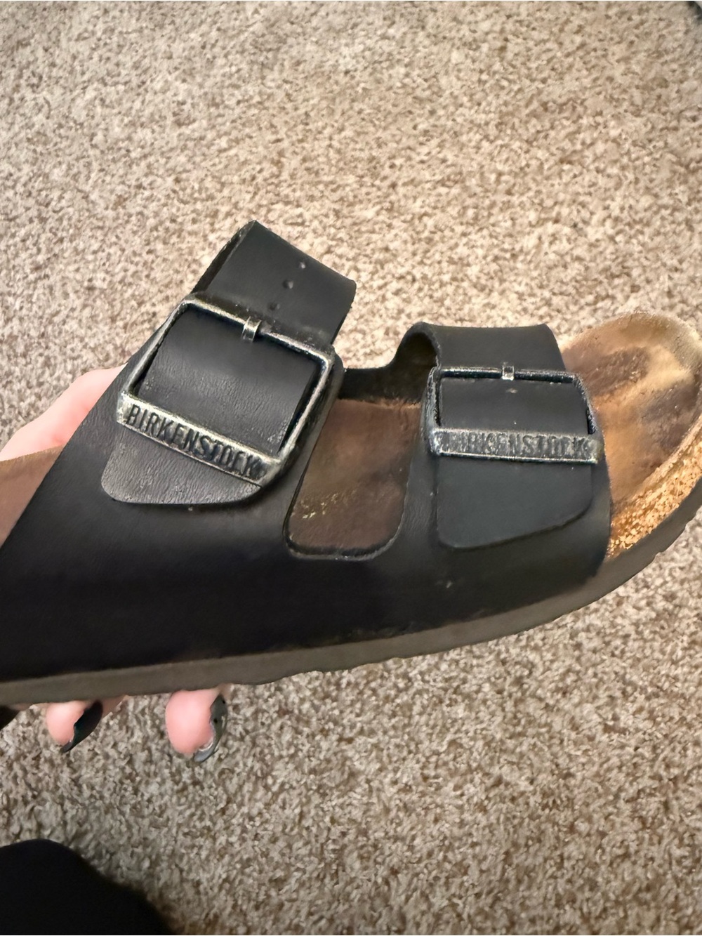 Birkenstock Women's Arizona Black Leather Two-Buckle Leather Sandal